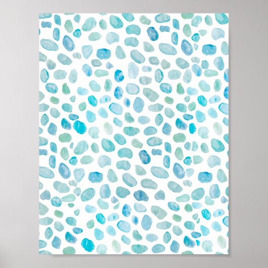 シーガラスペブルビーチデコールウォーター絵画カラー ポスター (正面)