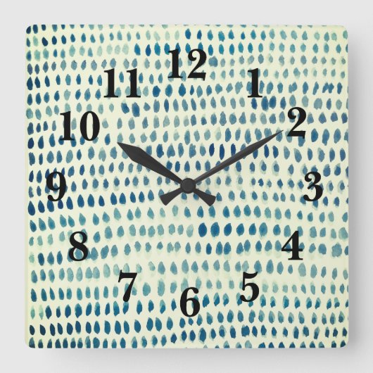 シーガラスペブル絵を描のビーチテクスチャー模様Sq スクエア壁時計 (正面)