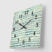 シーガラスペブル絵を描のビーチテクスチャー模様Sq スクエア壁時計 (傾斜)