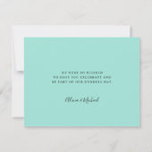 シーガラス結婚グリーンエレガント脚本 サンキューカード (裏面)