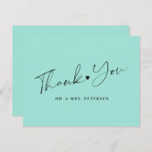 シーガラス結婚グリーンエレガント脚本 サンキューカード (正面/裏面)