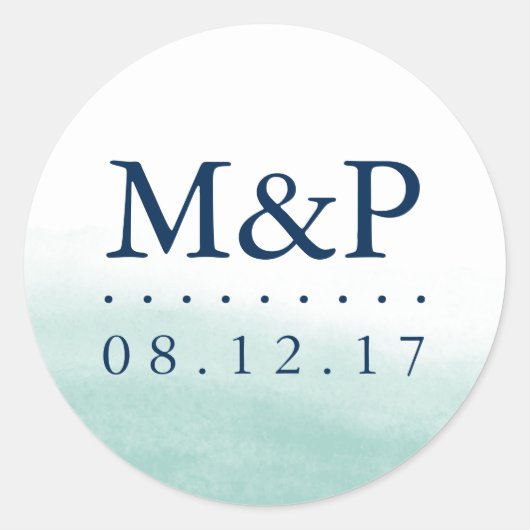 シーガラス結婚・タイズ・モノグラム ラウンドシール (正面)