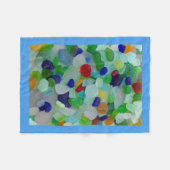 シーガラス、ビーチガラスの暗い色 フリースブランケット (正面(横))