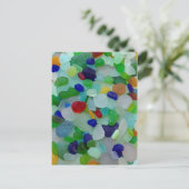 シーガラス、ビーチガラスアート写真おもしろいポストカード ポストカード (スタンド正面)