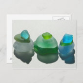 シーガラス，ビーチガラス，青，緑，ポストカード ポストカード (正面/裏面)