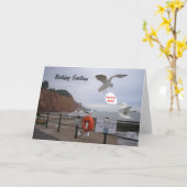 シーガルおもしろい誕生日カード、カスタマイズ可能 カード (黄色い花)