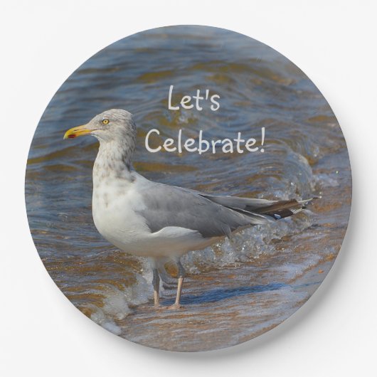 シーガルお祝いビーチ ペーパープレート (正面)