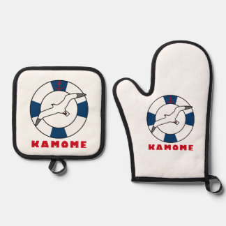 シーガルアンドスイムリングや輪ネイビーブルー 鍋つかみ&鍋敷きセット