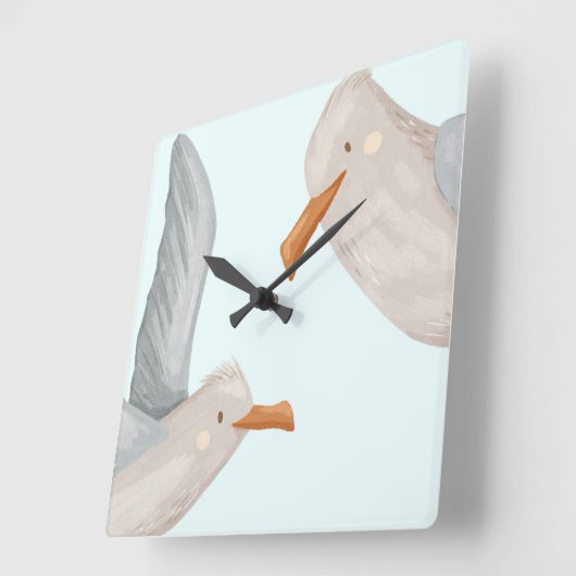 シーガルコースタルテーマウォールクロック スクエア壁時計 (傾斜)