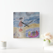 シーガルズオンザビーチ時計 スクエア壁時計 (ホーム)