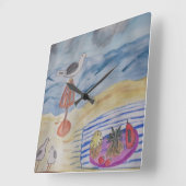 シーガルズオンザビーチ時計 スクエア壁時計 (傾斜)