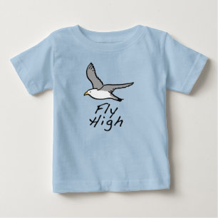 シーガルデザイン。飛んでいる鳥。航行中のカモメ ベビーTシャツ