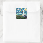 シーガルバンゴッホスタイルビーチスカイブルーティール（緑がかった色） スクエアシール (バッグ)