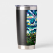 シーガルバンゴッホスタイルビーチスカイブルーティール（緑がかった色） 保温保冷タンブラー (右面)