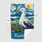 シーガルヴァンゴッホスタイルビーチ パーソナライズされた ゴルフタオル (インサイチュ)