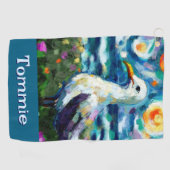 シーガルヴァンゴッホスタイルビーチ パーソナライズされた ゴルフタオル (横)