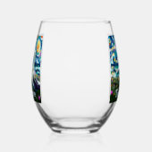 シーガルヴァンゴッホスタイルビーチ パーソナライズされた ステムなしワイングラス (右)