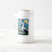 シーガルヴァンゴッホスタイルビーチ パーソナライズされた ビールジョッキ (正面左)