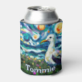シーガルヴァンゴッホスタイルビーチ パーソナライズされた 缶クーラー (缶正面)