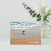 シーガル反射、砂と海ビーチありがとう ポストカード (スタンド正面)