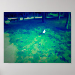 シーガル歩くオン草液化美術効果 ポスター