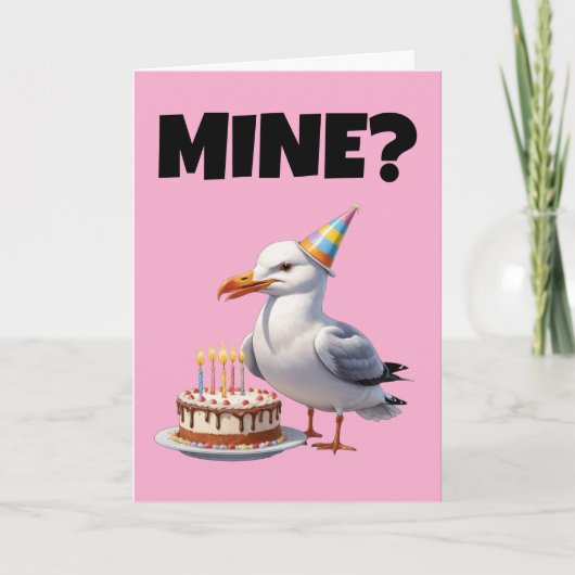 シーガル誕生日バッシュ – ケーキ，カオス&おもしろい! 招待状 (正面)