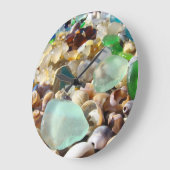 シーガースウォールクロックがシェルをアゲートビーチ沿岸 ラージ壁時計 (傾斜)