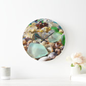 シーガースウォールクロックがシェルをアゲートビーチ沿岸 ラージ壁時計 (ホーム)