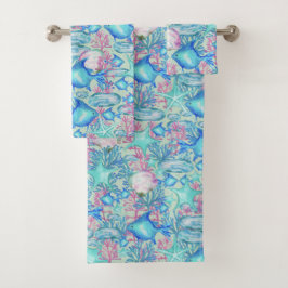 シーガーデンブルーフィッシュスクールカスタムカラー バスタオルセット