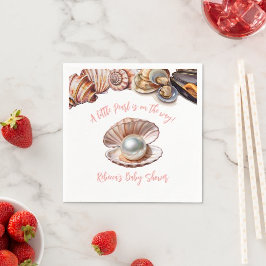 シーガールエレガントパールベビーシャワーの下 スタンダードカクテルナプキン (インサイチュ)