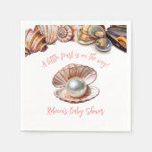 シーガールエレガントパールベビーシャワーの下 スタンダードカクテルナプキン (正面)