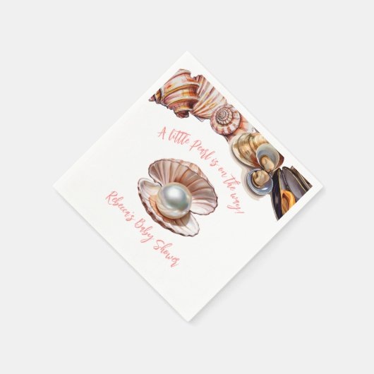 シーガールエレガントパールベビーシャワーの下 スタンダードカクテルナプキン (角)