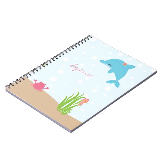 シーガールズノートの下でパーソナライズされたかわいい ノートブック (左側)