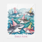 シーガールバースデーパーティーで可愛いサメ|過去記事 フリースブランケット (正面)