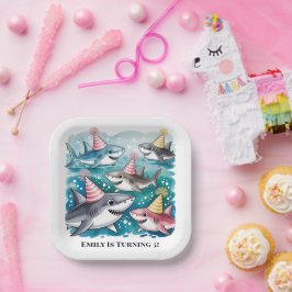 シーガールバースデーパーティーで可愛いサメ|過去記事 ペーパープレート