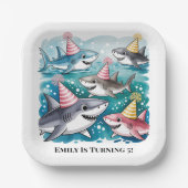 シーガールバースデーパーティーで可愛いサメ|過去記事 ペーパープレート (正面)
