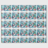 シーガールバースデーパーティーで可愛いサメ|過去記事 ラッピングペーパー (フラット)