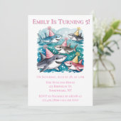 シーガールバースデーパーティーで可愛いサメ|過去記事 招待状 (スタンド正面)