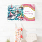 シーガールバースデーパーティーで可愛いサメ|過去記事 横断幕 (インサイチュ)