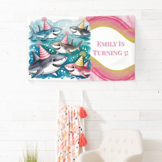 シーガールバースデーパーティーで可愛いサメ|過去記事 横断幕 (インサイチュ)