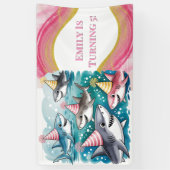 シーガールバースデーパーティーで可愛いサメ|過去記事 横断幕 (縦)