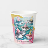 シーガールバースデーパーティーで可愛いサメ|過去記事 紙コップ (正面)