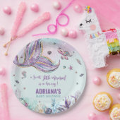 シーガールベイビーシャワーの下のシックな人魚の尾 ペーパープレート (パーティー)