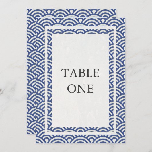シーガ日本の様式化された波の大きなテーブル番号 招待状 (正面/裏面)