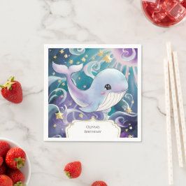 シーキッシンプルズクジラ誕生日の下で スタンダードカクテルナプキン