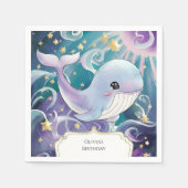 シーキッシンプルズクジラ誕生日の下で スタンダードカクテルナプキン (正面)