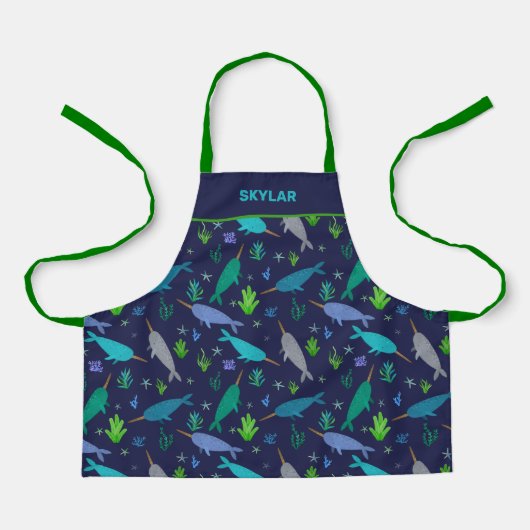 シーキッズの下の水彩金ゴールド エプロン (正面)