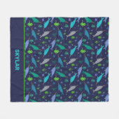 シーキッズの下の水彩金ゴールド フリースブランケット (正面(横))