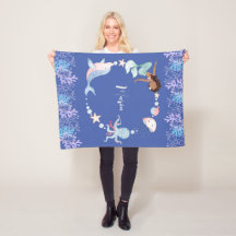 シーキッズ名前をカスタムするフリースブランケット