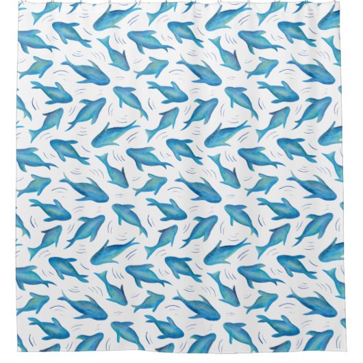 シーキッズ海サメの下 シャワーカーテン (正面)